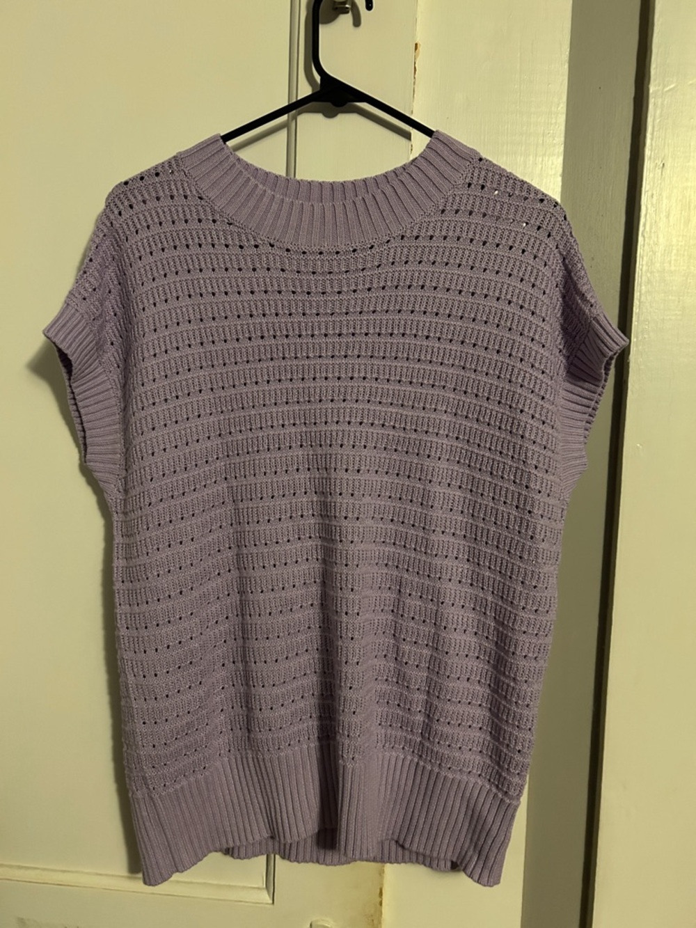 Lavender Open-Knit Sleeveless Sweater